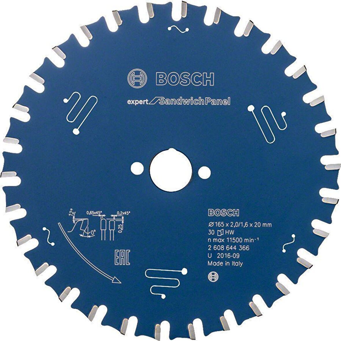 Bosch Expert 165*20 mm 30 Diş Sandviç Panel için Daire Testere Bıçağı 2608644366
